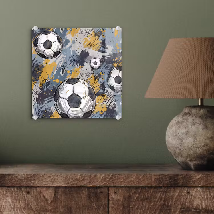 Voetbal - Abstract - Sport - Kleurrijk plexiglas 5mm klein -sfeer3