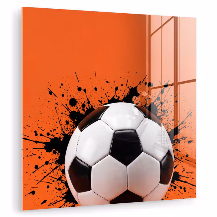 Voetbal - Verf - Sport - Oranje plexiglas 5mm klein -zzzproduct_nieuw