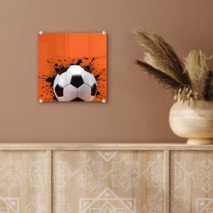 Voetbal - Verf - Sport - Oranje plexiglas 5mm klein -sfeer5
