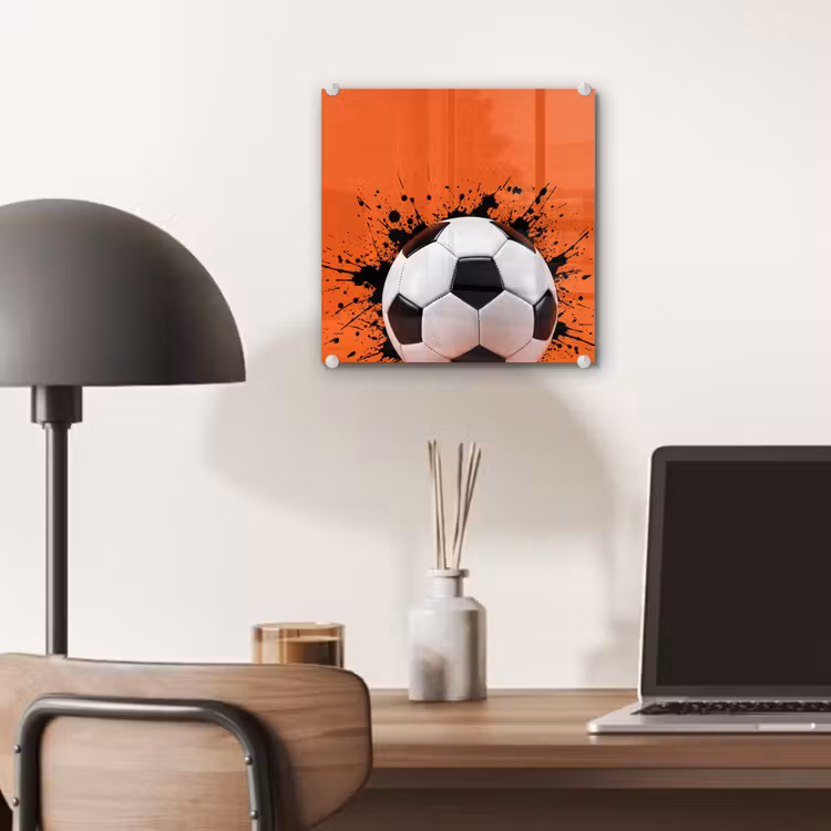 Voetbal - Verf - Sport - Oranje plexiglas 5mm klein -sfeer6