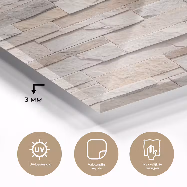 Steen - Muur - Textuur - Rustiek - Beige plexiglas 5mm klein -sfeer2