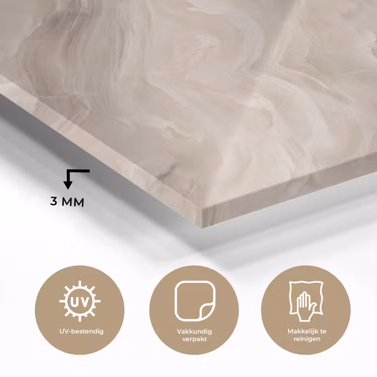 Steen - Golvend - Abstract - Beige plexiglas 5mm klein -sfeer2