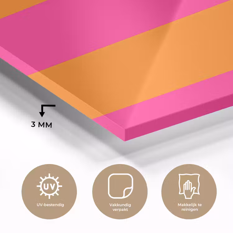 Strepen - Horizontaal - Roze plexiglas 5mm klein 11 -sfeer2