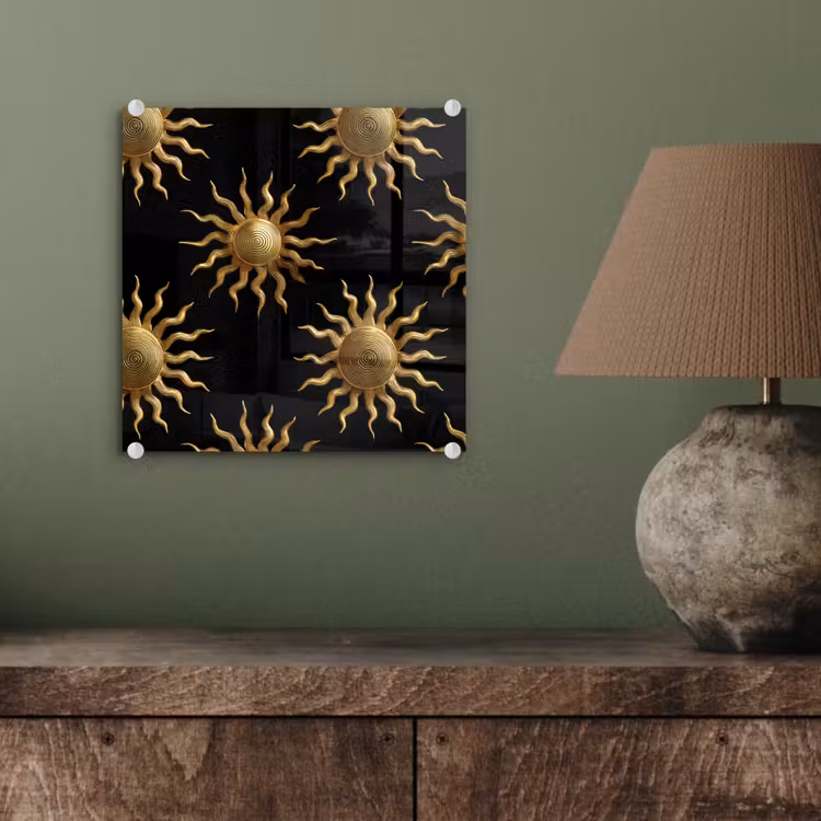 Zon - Patroon - Luxe - Goud - Zwart plexiglas 5mm klein 11 -sfeer3