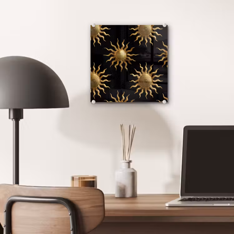 Zon - Patroon - Luxe - Goud - Zwart plexiglas 5mm klein 11 -sfeer6