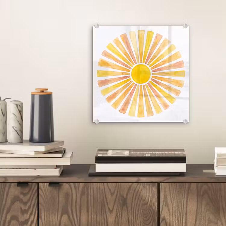 Zon - Stralen - Aquarel - Geel - Abstract plexiglas 5mm klein -sfeer1
