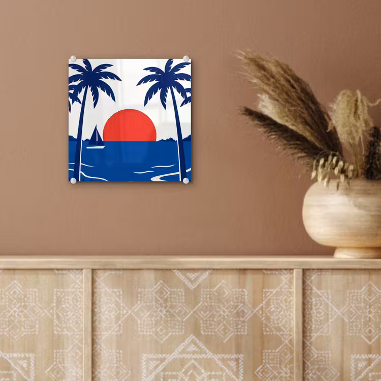 Zonsondergang - Zee - Palmboom - Tropisch - Modern plexiglas 5mm klein -sfeer5