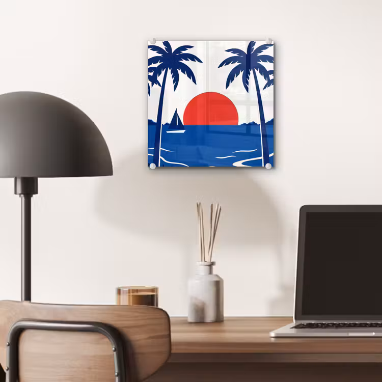 Zonsondergang - Zee - Palmboom - Tropisch - Modern plexiglas 5mm klein -sfeer6