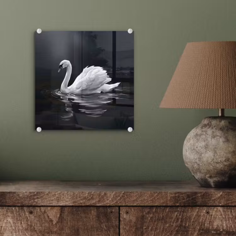 Zwaan - Water - Natuur - Realistisch - Wit plexiglas 5mm klein -sfeer3
