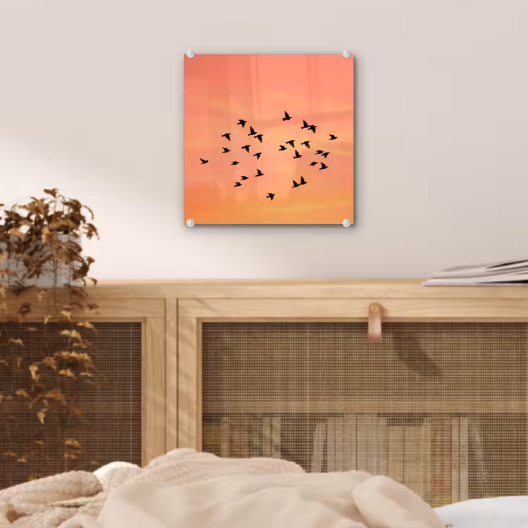 Zwerm - Vogels - Oranje plexiglas 5mm klein -sfeer4
