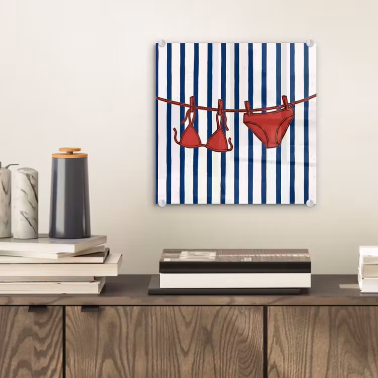 Badkleding - Waslijn - Zomer - Illustratie - Rood plexiglas 5mm klein -sfeer1