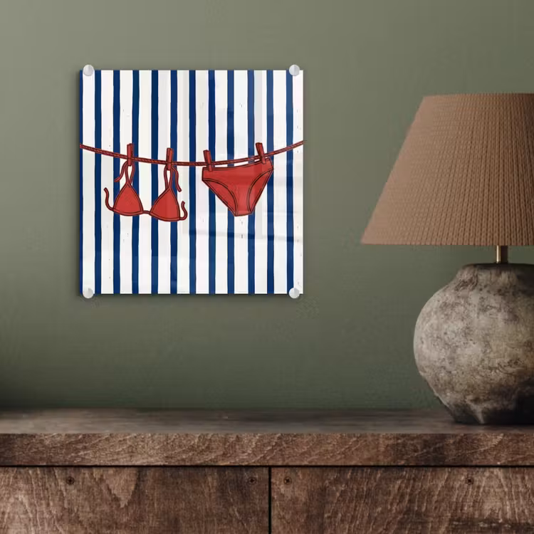 Badkleding - Waslijn - Zomer - Illustratie - Rood plexiglas 5mm klein -sfeer3
