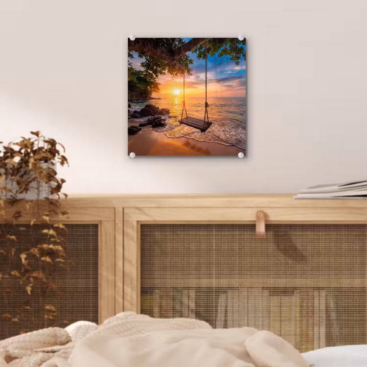 Schommel - Strand - Zonsondergang - Natuur - Oranje plexiglas 5mm klein -sfeer4