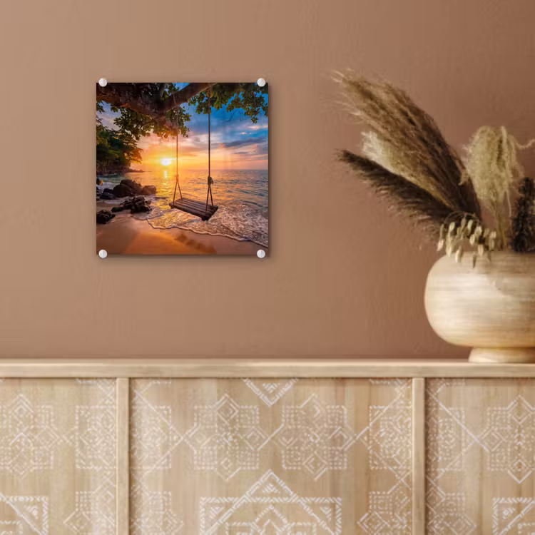 Schommel - Strand - Zonsondergang - Natuur - Oranje plexiglas 5mm klein -sfeer5