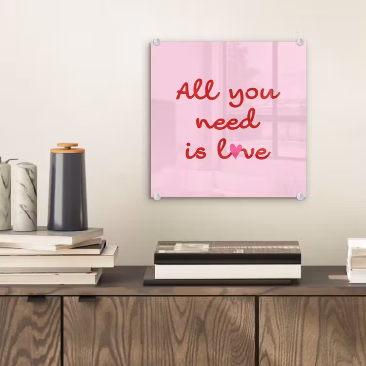 Tekst - Roze - Love - Hart plexiglas 5mm klein -sfeer1