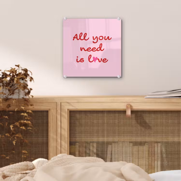 Tekst - Roze - Love - Hart plexiglas 5mm klein -sfeer4
