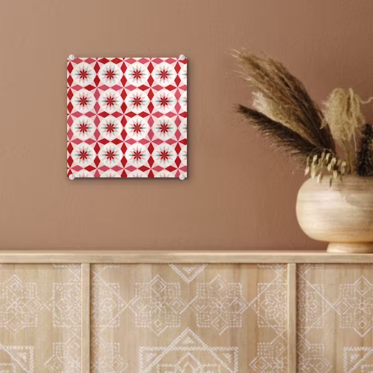 Tegelpatroon - Sterren - Retro - Roze - Mintgroen plexiglas 5mm klein 11 -sfeer5