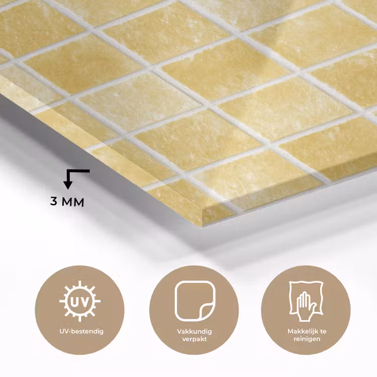 Tegels - Mozaïek - Textuur - Goudgeel plexiglas 5mm klein 11 -sfeer2