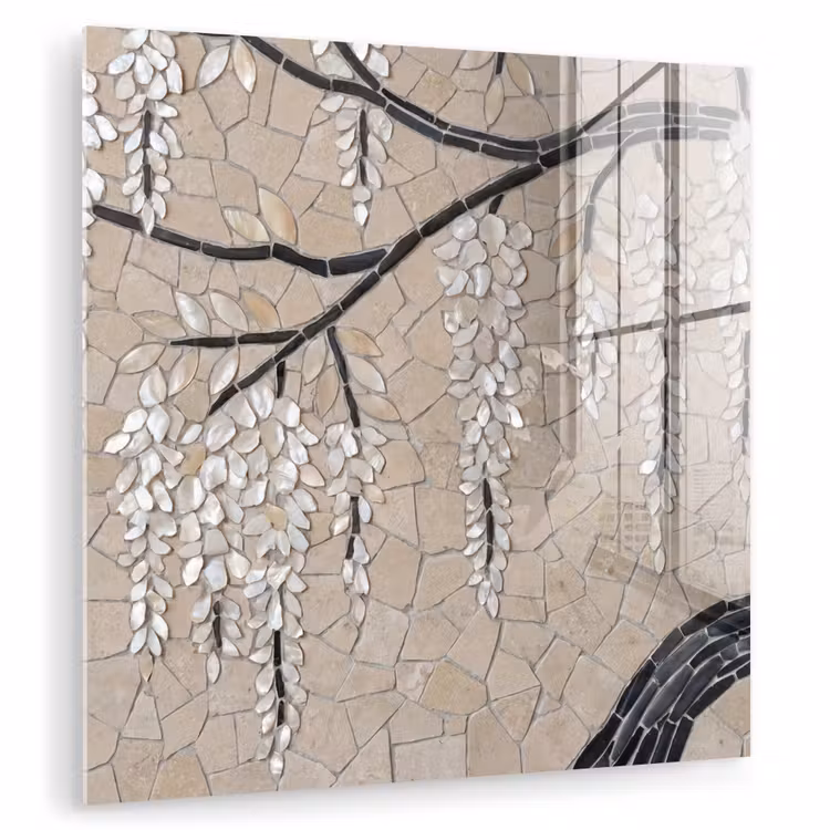 Boom - Bloemen - Mozaïek - Kunst - Wit plexiglas 5mm klein -zzzproduct_nieuw