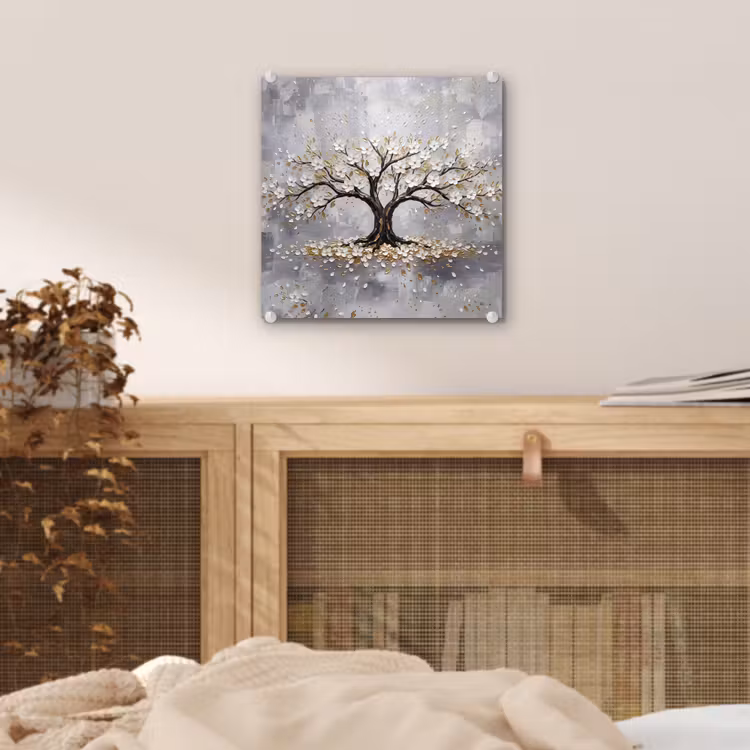 Boom - Bloemen - Natuur - Abstract - Wit plexiglas 5mm klein -sfeer4
