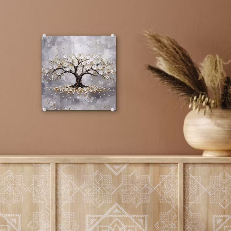 Boom - Bloemen - Natuur - Abstract - Wit plexiglas 5mm klein -sfeer5