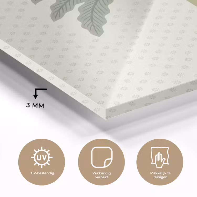 Boom - Bladeren - Groen - Decoratief - Beige plexiglas 5mm klein -sfeer2