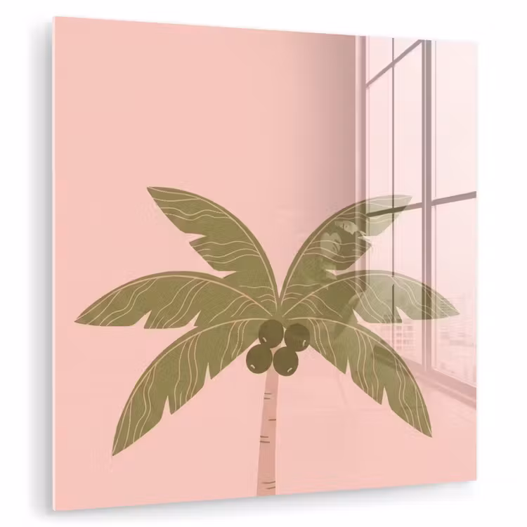 Boom - Palm - Natuur - Illustratie - Roze plexiglas 5mm klein -zzzproduct_nieuw