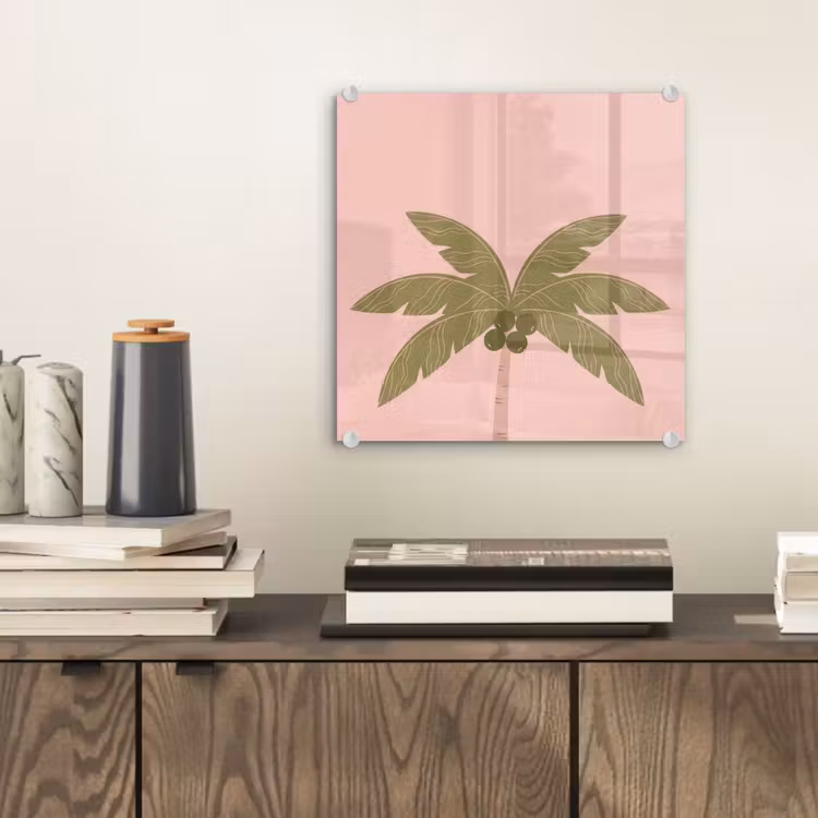 Boom - Palm - Natuur - Illustratie - Roze plexiglas 5mm klein -sfeer1