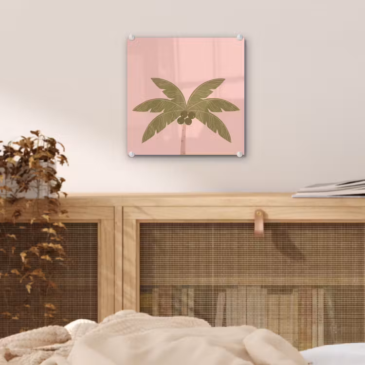 Boom - Palm - Natuur - Illustratie - Roze plexiglas 5mm klein -sfeer4