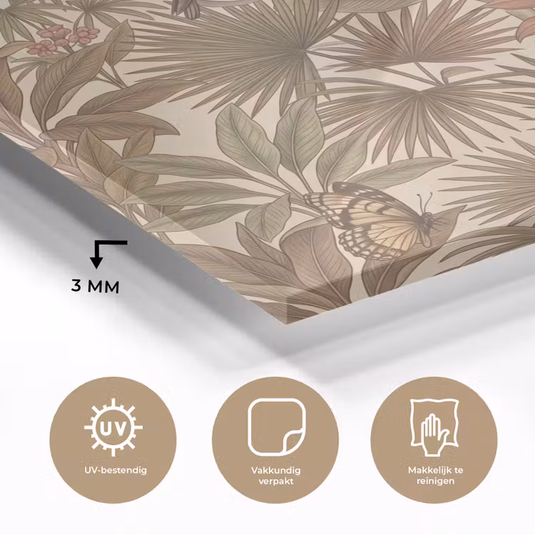 Tropisch - Vogels - Beige plexiglas 5mm klein -sfeer2
