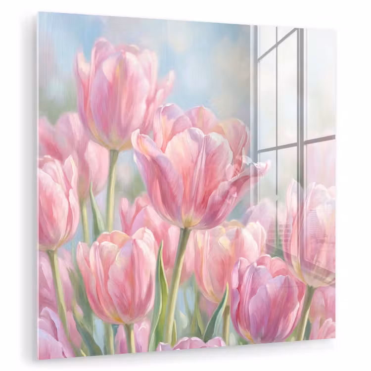 Tulpen - Veld - Lente - Roze plexiglas 5mm klein -zzzproduct_nieuw