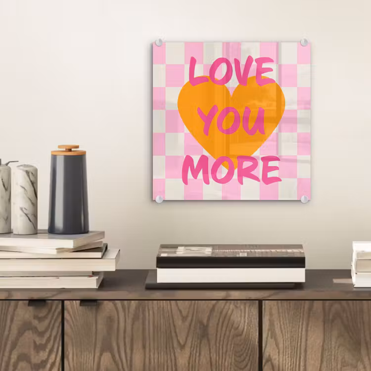 Valentijn - Love - Roze - Oranje plexiglas 5mm klein -sfeer1