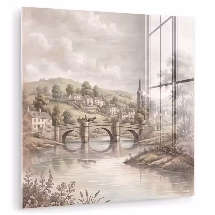 Dorp - Brug - Uitzicht - Groen plexiglas 5mm klein -zzzproduct_nieuw