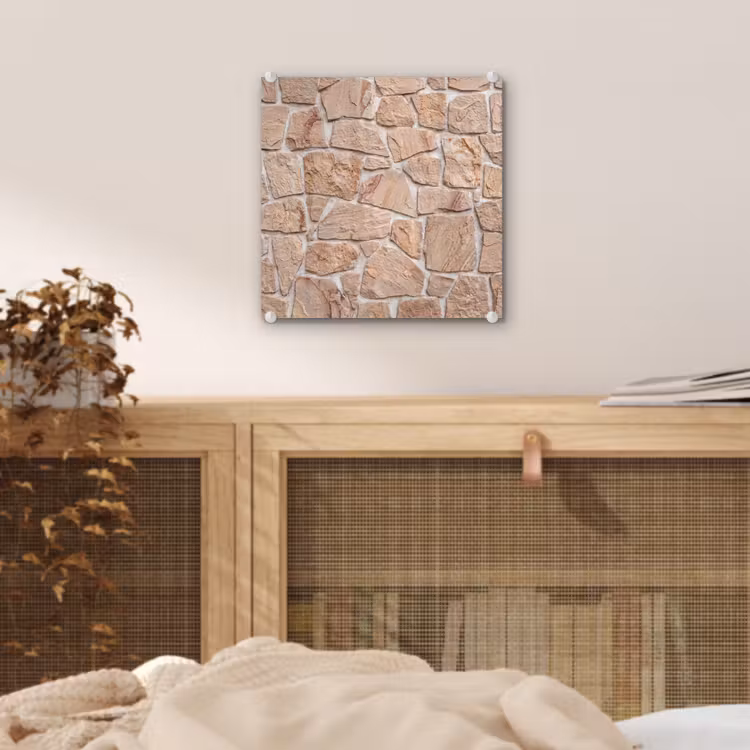 Muur - Steen - Patroon - Rustiek - Beige plexiglas 5mm klein -sfeer4