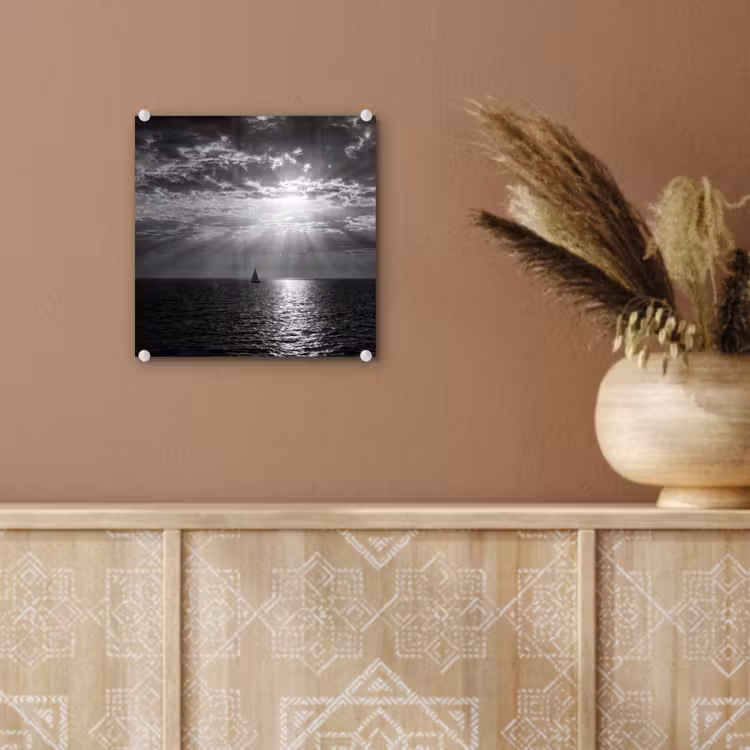Water - Boot - Lucht - Natuur - Zwart-wit plexiglas 5mm klein -sfeer5