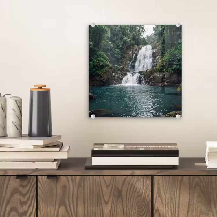 Waterfall - Forest - Nature - Greenkhgyguyg plexiglas 5mm klein -sfeer1