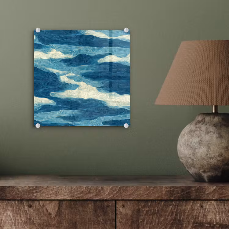 Golven - Abstract - Patroon - Blauw - Wit plexiglas 5mm klein 11 -sfeer3