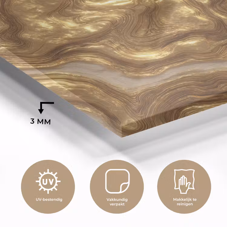 Golven - Organisch - Goud - Crème plexiglas 5mm klein 11 -sfeer2