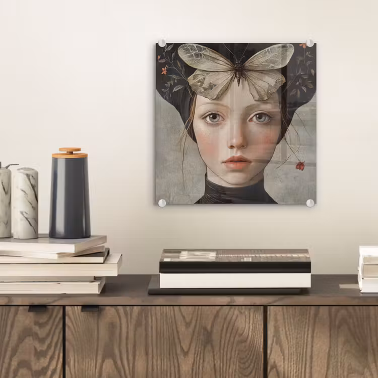 Woman - Butterfly - Art - Classic - Muted plexiglas 5mm klein -sfeer1