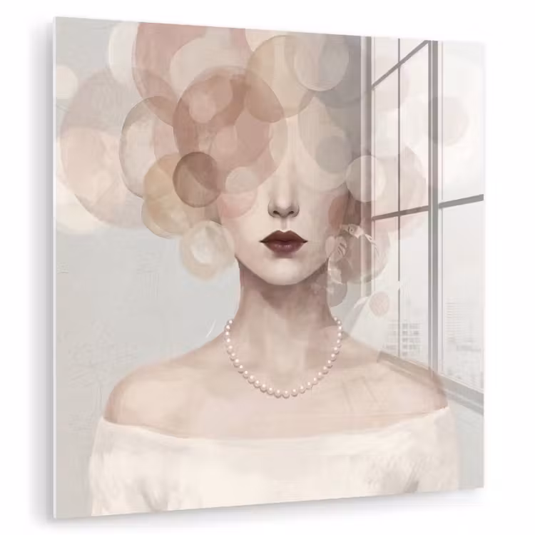 Vrouw - Cirkels - Beige plexiglas 5mm klein -zzzproduct_nieuw