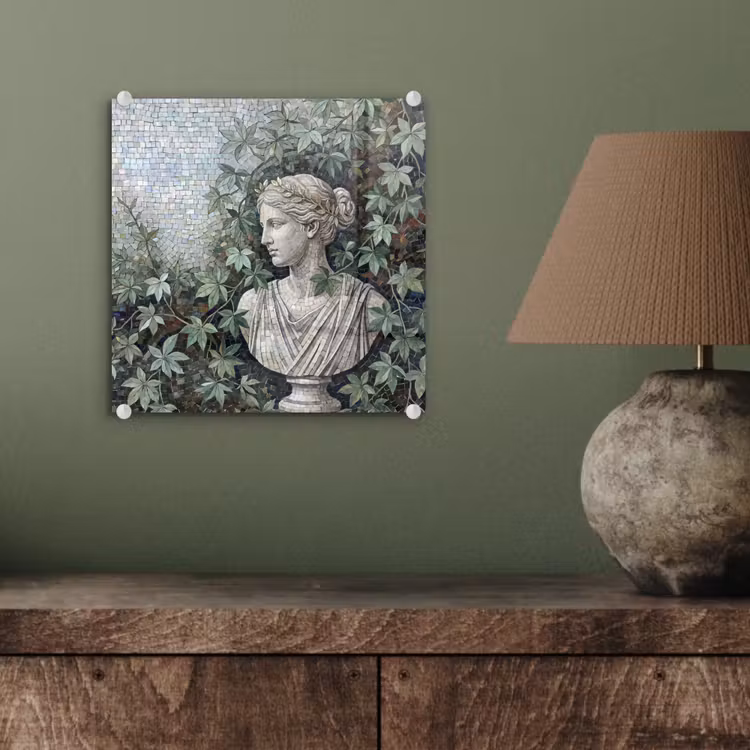 Vrouw - Klassiek - Mozaiëk - Natuur - Groen plexiglas 5mm klein -sfeer3