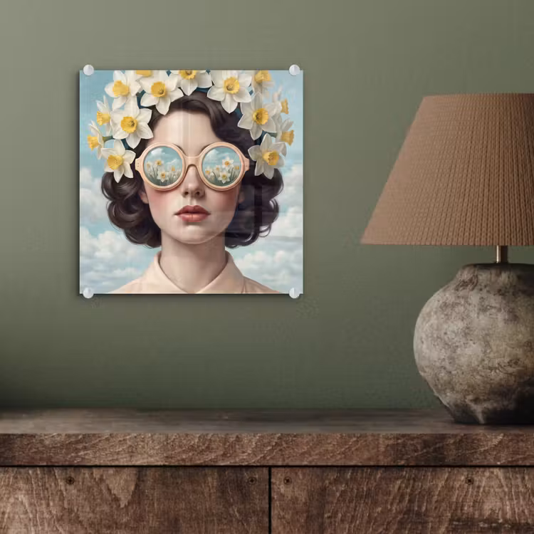 Vrouw - Narcissen - Geel plexiglas 5mm klein -sfeer3