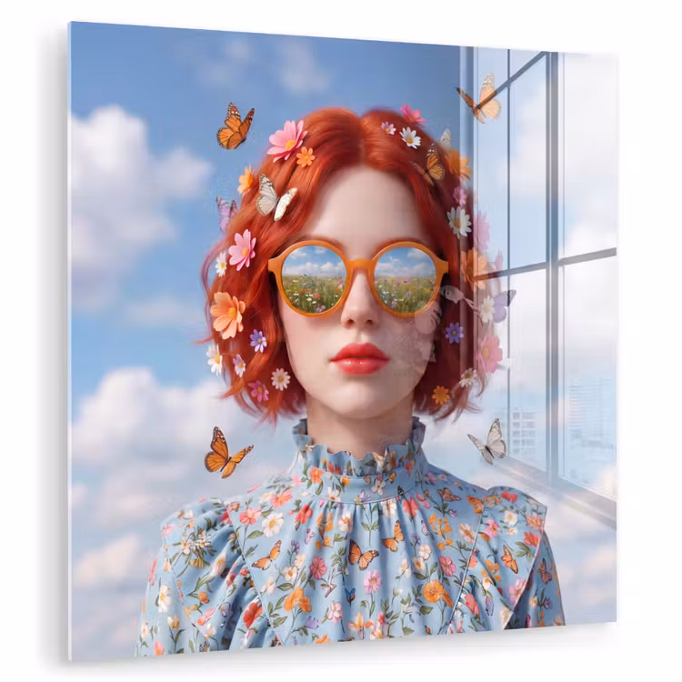 Vrouw - Bloemen - Zomer - Portret - Kleurrijk plexiglas 5mm klein -zzzproduct_nieuw