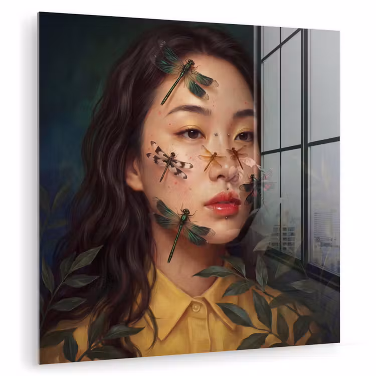 Vrouw - Insecten - Natuur - Portret - Groen plexiglas 5mm klein -zzzproduct_nieuw