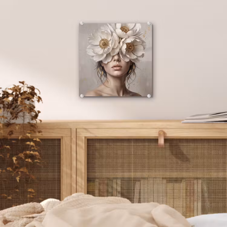Vrouw - Pioenroos - Wit plexiglas 5mm klein -sfeer4