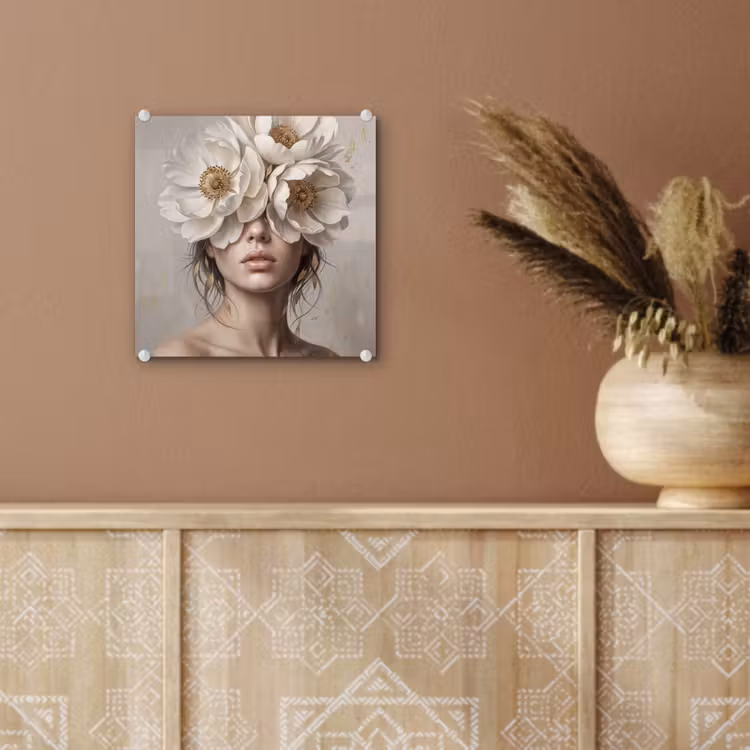 Vrouw - Pioenroos - Wit plexiglas 5mm klein -sfeer5