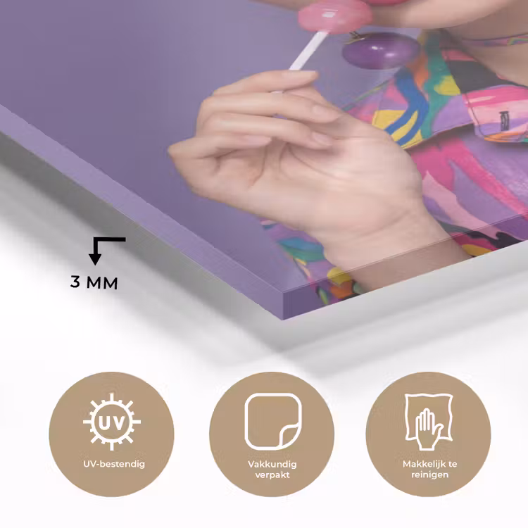 Vrouw - Portret - Make-up - Paars - Levendig plexiglas 5mm klein -sfeer2