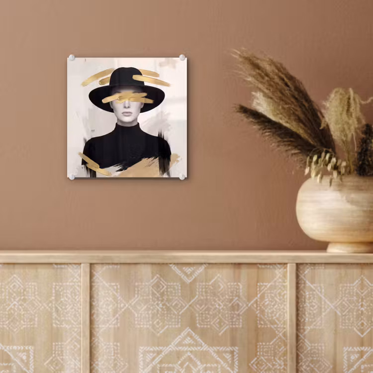 Vrouw - Portret - Modern - Goud - Kunst plexiglas 5mm klein -sfeer5