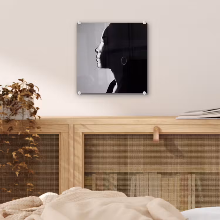 Vrouw - Profiel - Mensen - Zwart-wit plexiglas 5mm klein -sfeer4