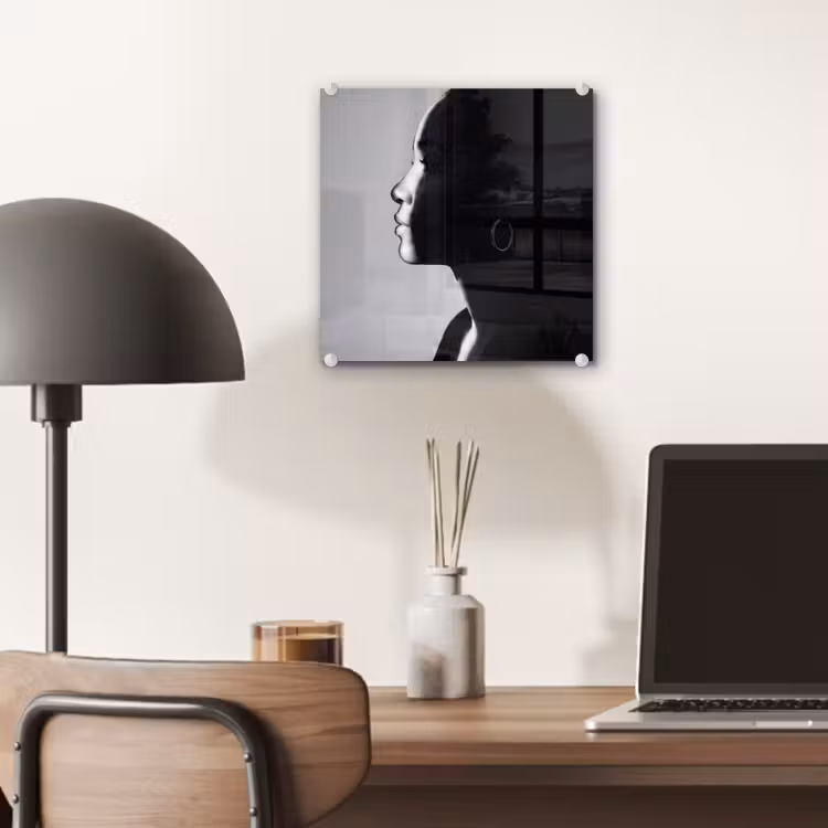 Vrouw - Profiel - Mensen - Zwart-wit plexiglas 5mm klein -sfeer6
